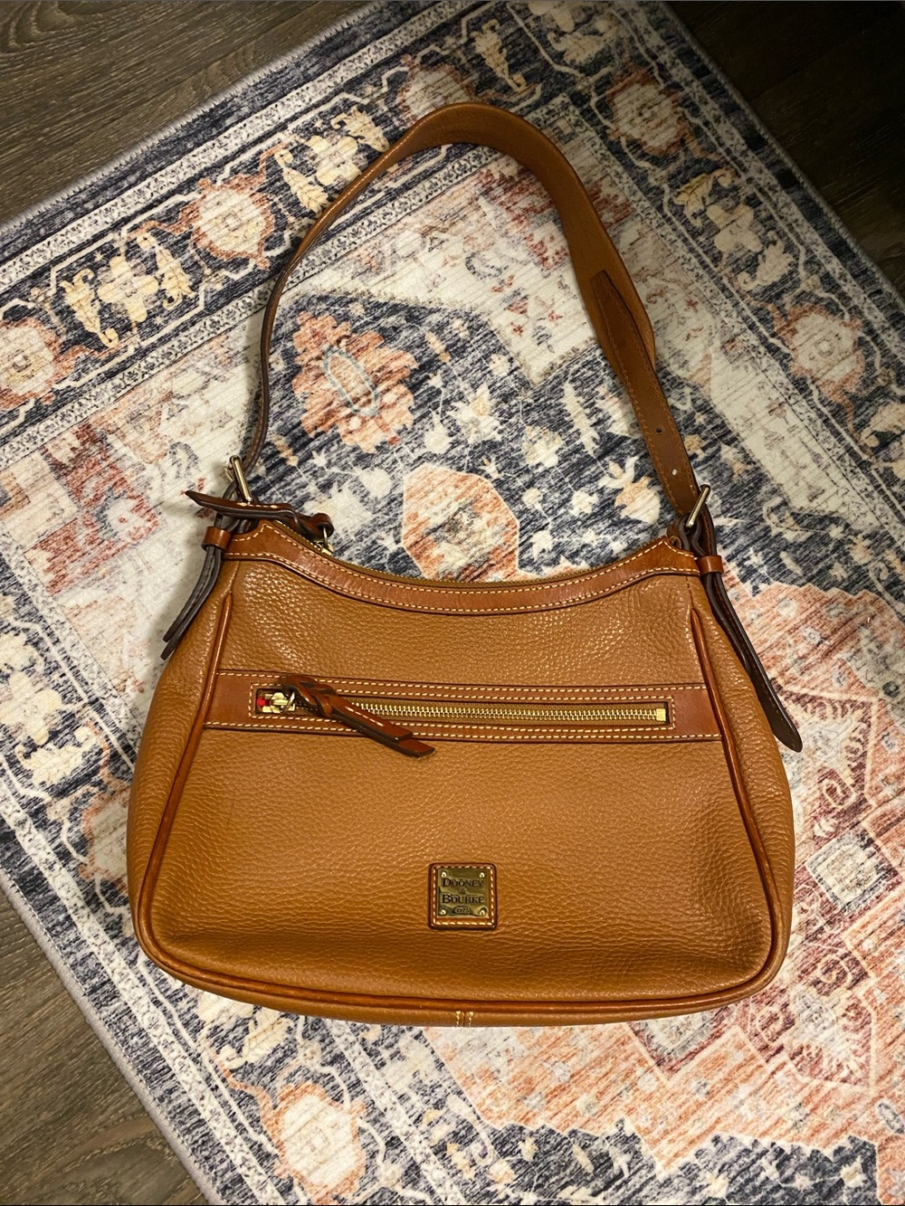 Dooney & Bourke Pebbled Leather Shoulder Bag in Cognac